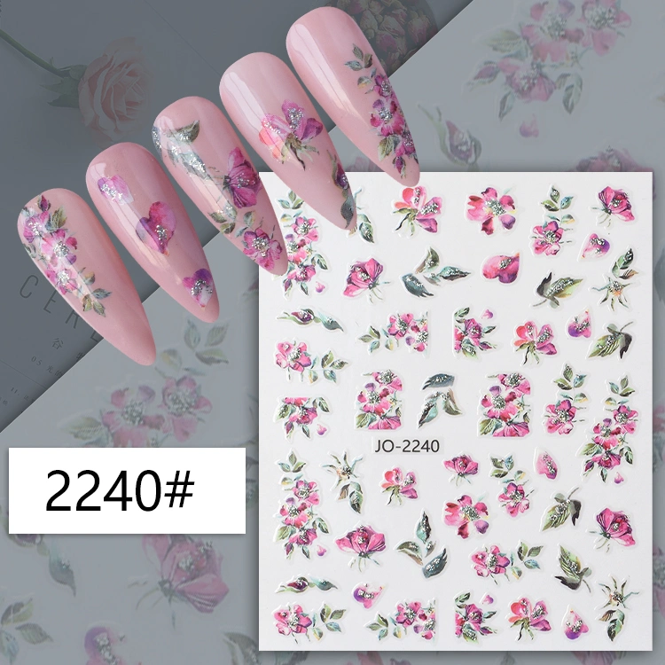 Floral Butterfly Adhesive Leaves Spring Summer Flowers Nail Stickers for Acrylic Nails Tips